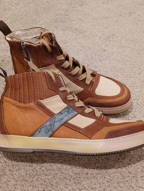 Donald J Pilner Curtis Model Made In Italy High Tops Brown Beige Men's Size 13
